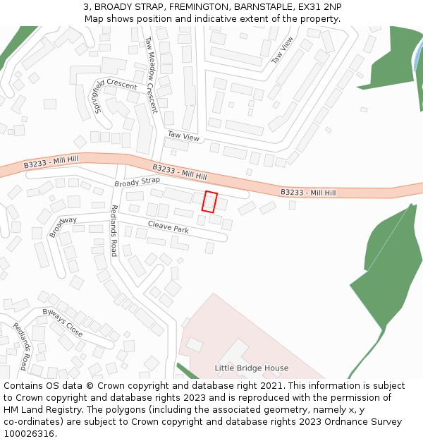 3, BROADY STRAP, FREMINGTON, BARNSTAPLE, EX31 2NP: Location map and indicative extent of plot