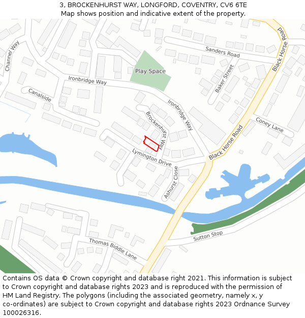 3, BROCKENHURST WAY, LONGFORD, COVENTRY, CV6 6TE: Location map and indicative extent of plot