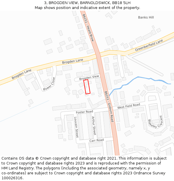 3, BROGDEN VIEW, BARNOLDSWICK, BB18 5LH: Location map and indicative extent of plot