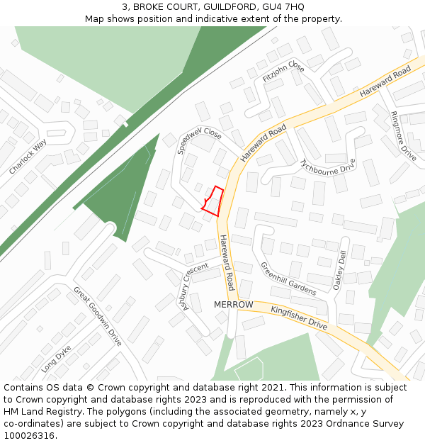 3, BROKE COURT, GUILDFORD, GU4 7HQ: Location map and indicative extent of plot