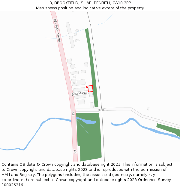3, BROOKFIELD, SHAP, PENRITH, CA10 3PP: Location map and indicative extent of plot