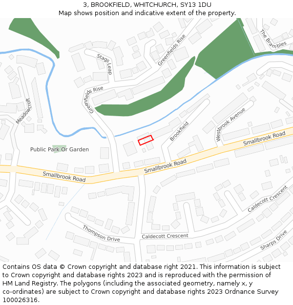 3, BROOKFIELD, WHITCHURCH, SY13 1DU: Location map and indicative extent of plot