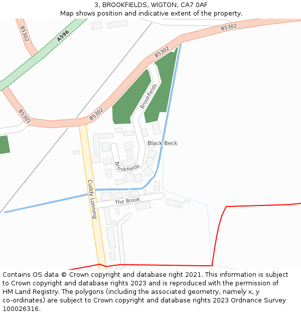 3, BROOKFIELDS, WIGTON, CA7 0AF: Location map and indicative extent of plot