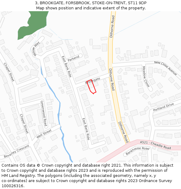 3, BROOKGATE, FORSBROOK, STOKE-ON-TRENT, ST11 9DP: Location map and indicative extent of plot
