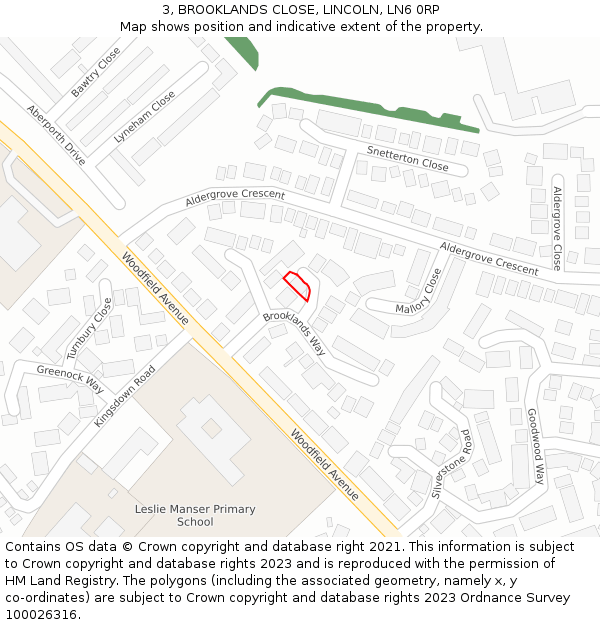 3, BROOKLANDS CLOSE, LINCOLN, LN6 0RP: Location map and indicative extent of plot