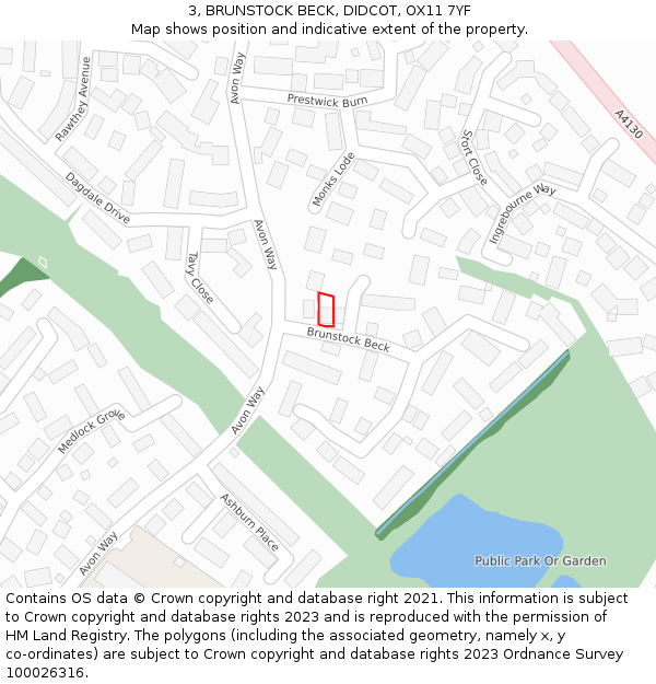 3, BRUNSTOCK BECK, DIDCOT, OX11 7YF: Location map and indicative extent of plot