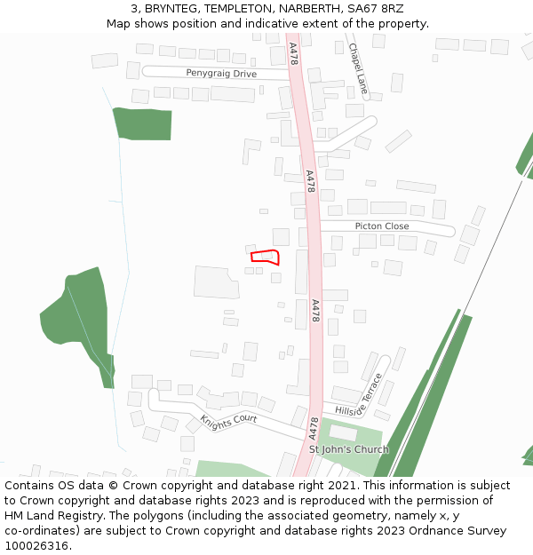 3, BRYNTEG, TEMPLETON, NARBERTH, SA67 8RZ: Location map and indicative extent of plot