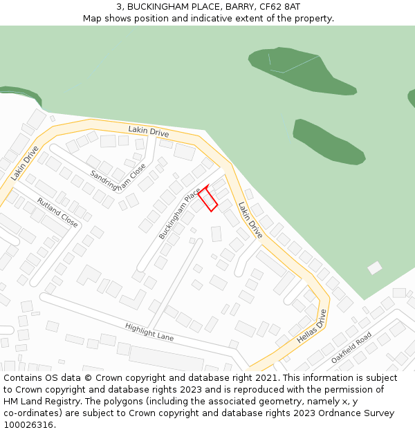 3, BUCKINGHAM PLACE, BARRY, CF62 8AT: Location map and indicative extent of plot