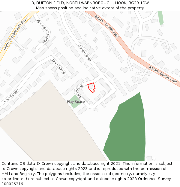 3, BUFTON FIELD, NORTH WARNBOROUGH, HOOK, RG29 1DW: Location map and indicative extent of plot