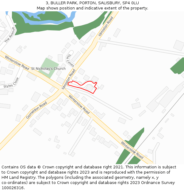 3, BULLER PARK, PORTON, SALISBURY, SP4 0LU: Location map and indicative extent of plot