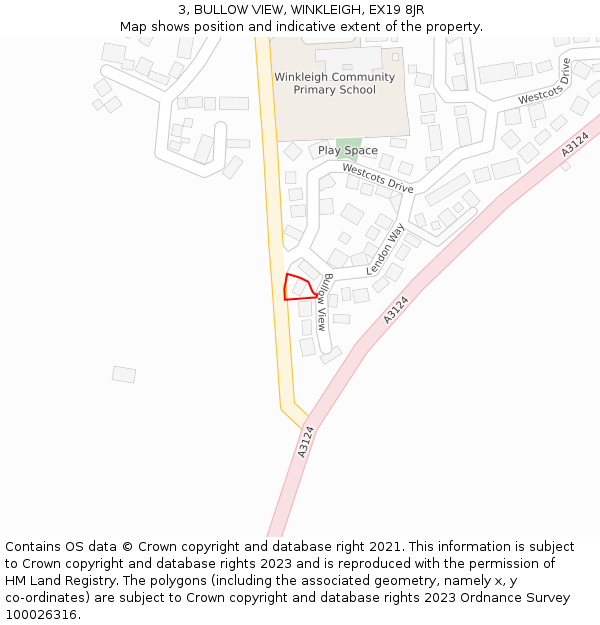 3, BULLOW VIEW, WINKLEIGH, EX19 8JR: Location map and indicative extent of plot