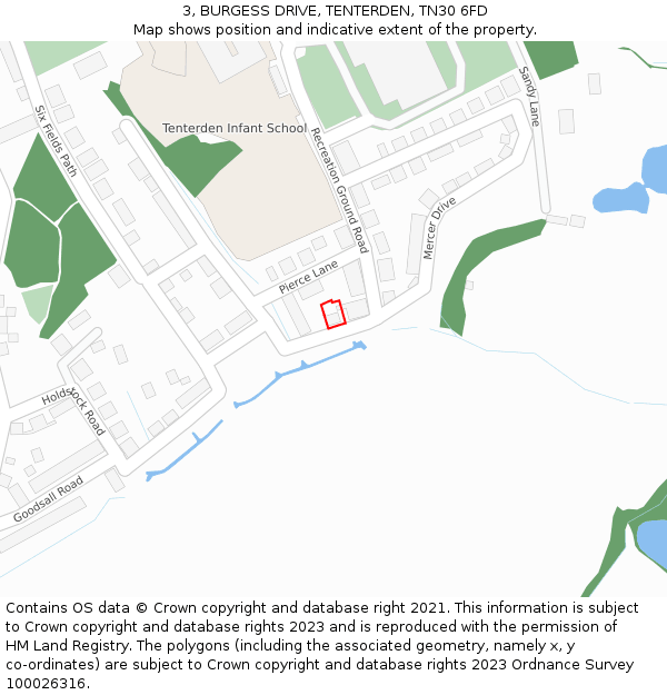 3, BURGESS DRIVE, TENTERDEN, TN30 6FD: Location map and indicative extent of plot