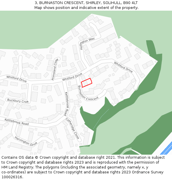 3, BURNASTON CRESCENT, SHIRLEY, SOLIHULL, B90 4LT: Location map and indicative extent of plot