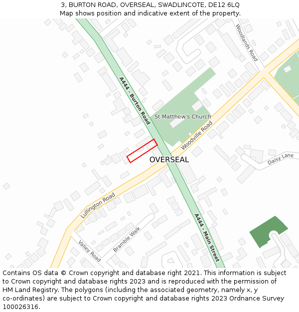 3, BURTON ROAD, OVERSEAL, SWADLINCOTE, DE12 6LQ: Location map and indicative extent of plot