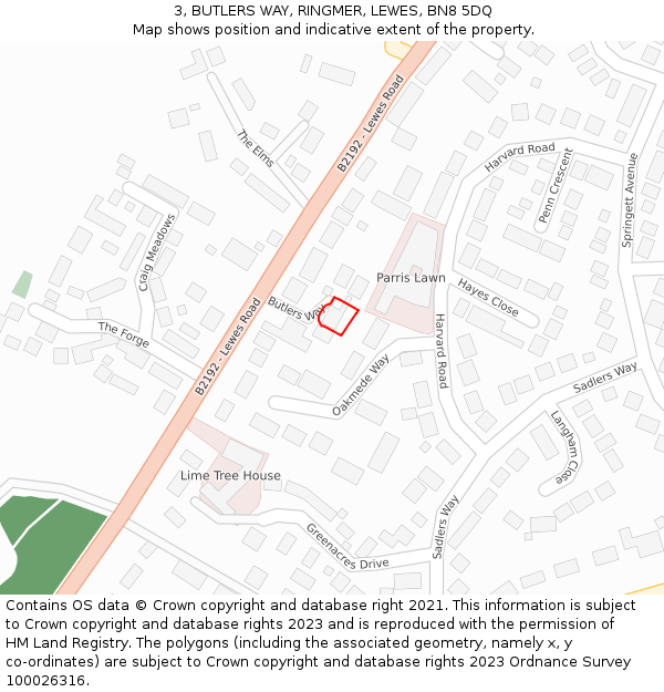 3, BUTLERS WAY, RINGMER, LEWES, BN8 5DQ: Location map and indicative extent of plot