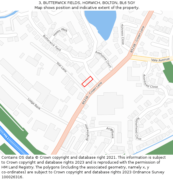 3, BUTTERWICK FIELDS, HORWICH, BOLTON, BL6 5GY: Location map and indicative extent of plot