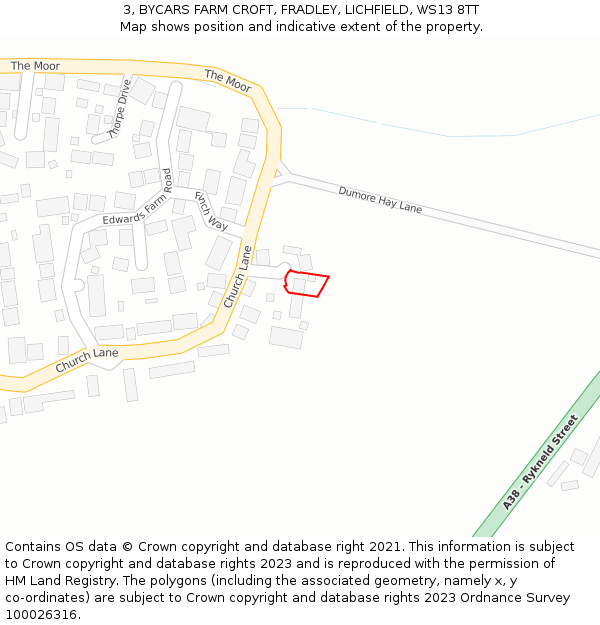 3, BYCARS FARM CROFT, FRADLEY, LICHFIELD, WS13 8TT: Location map and indicative extent of plot