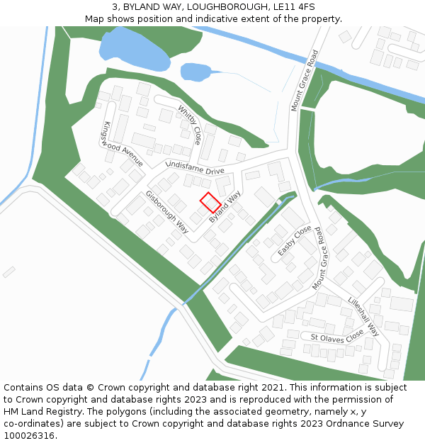 3, BYLAND WAY, LOUGHBOROUGH, LE11 4FS: Location map and indicative extent of plot