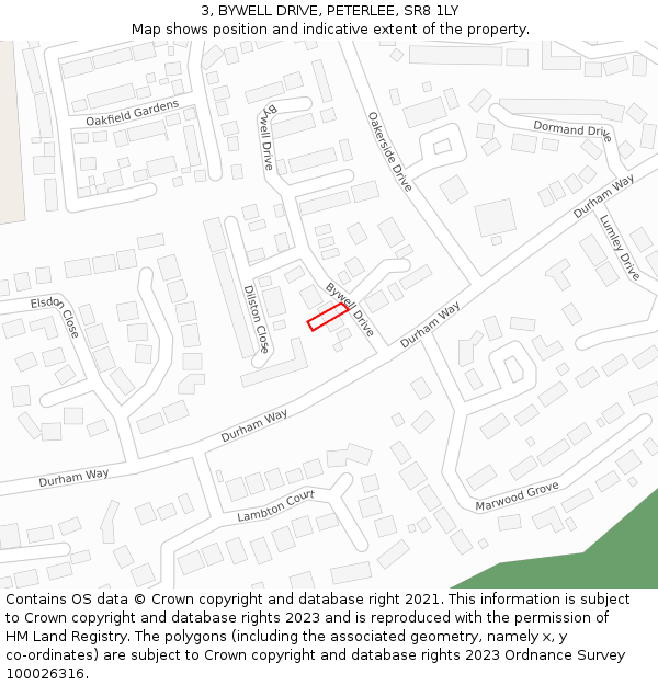 3, BYWELL DRIVE, PETERLEE, SR8 1LY: Location map and indicative extent of plot