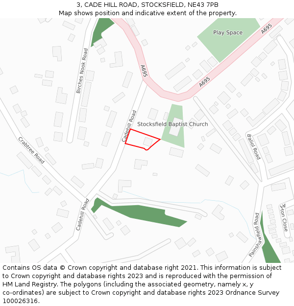 3, CADE HILL ROAD, STOCKSFIELD, NE43 7PB: Location map and indicative extent of plot