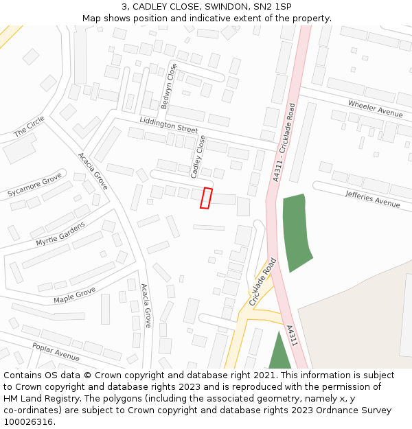 3, CADLEY CLOSE, SWINDON, SN2 1SP: Location map and indicative extent of plot