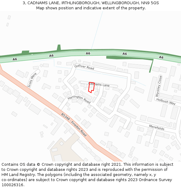 3, CADNAMS LANE, IRTHLINGBOROUGH, WELLINGBOROUGH, NN9 5GS: Location map and indicative extent of plot