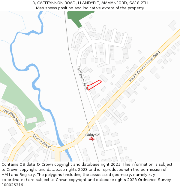 3, CAEFFYNNON ROAD, LLANDYBIE, AMMANFORD, SA18 2TH: Location map and indicative extent of plot