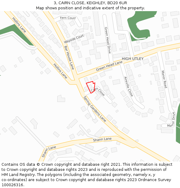 3, CAIRN CLOSE, KEIGHLEY, BD20 6UR: Location map and indicative extent of plot