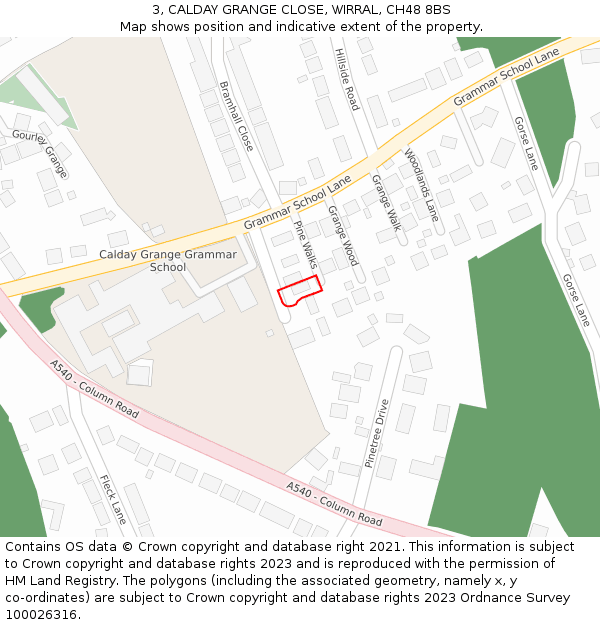 3, CALDAY GRANGE CLOSE, WIRRAL, CH48 8BS: Location map and indicative extent of plot