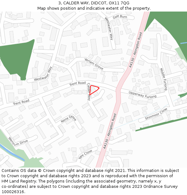 3, CALDER WAY, DIDCOT, OX11 7QG: Location map and indicative extent of plot