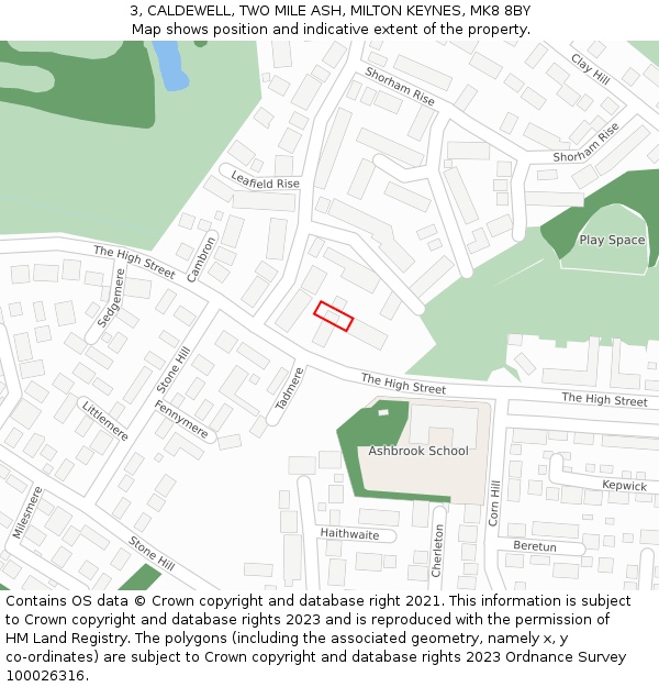 3, CALDEWELL, TWO MILE ASH, MILTON KEYNES, MK8 8BY: Location map and indicative extent of plot