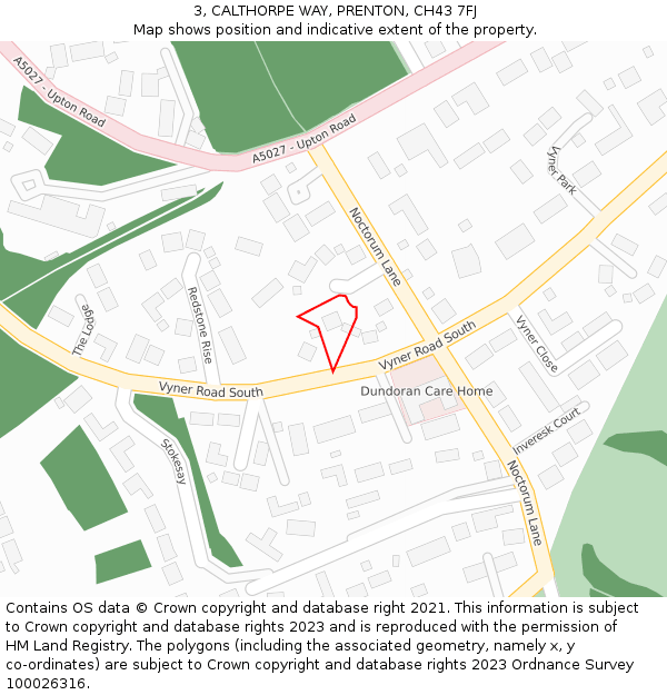 3, CALTHORPE WAY, PRENTON, CH43 7FJ: Location map and indicative extent of plot