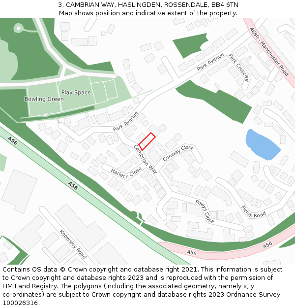 3, CAMBRIAN WAY, HASLINGDEN, ROSSENDALE, BB4 6TN: Location map and indicative extent of plot