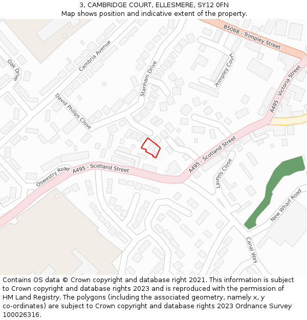 3, CAMBRIDGE COURT, ELLESMERE, SY12 0FN: Location map and indicative extent of plot