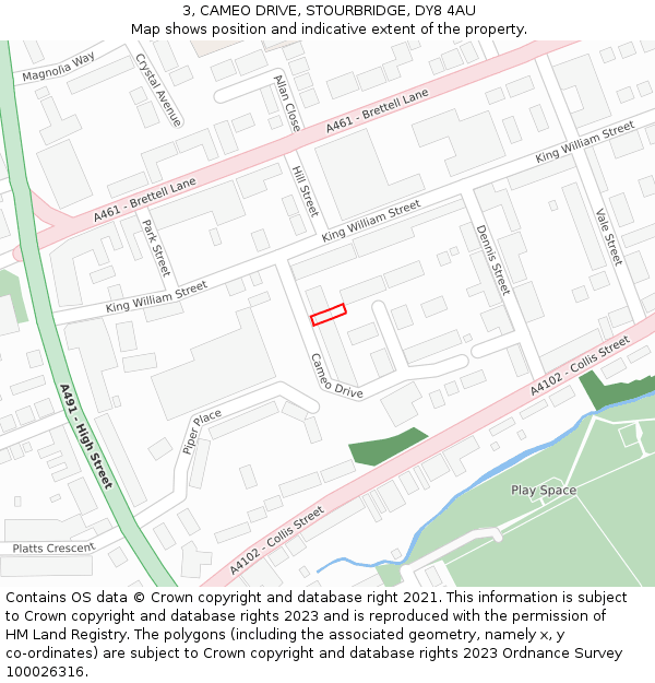 3, CAMEO DRIVE, STOURBRIDGE, DY8 4AU: Location map and indicative extent of plot