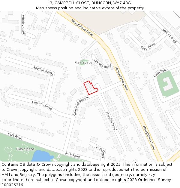 3, CAMPBELL CLOSE, RUNCORN, WA7 4RG: Location map and indicative extent of plot
