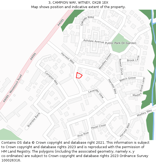 3, CAMPION WAY, WITNEY, OX28 1EX: Location map and indicative extent of plot