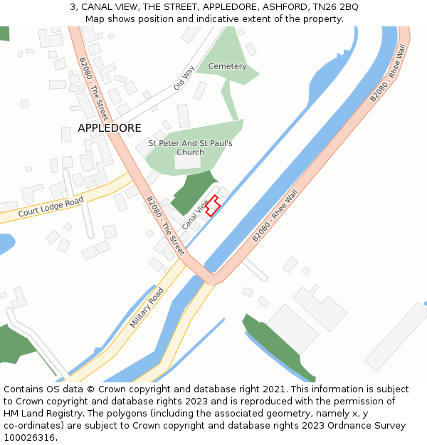 3, CANAL VIEW, THE STREET, APPLEDORE, ASHFORD, TN26 2BQ: Location map and indicative extent of plot