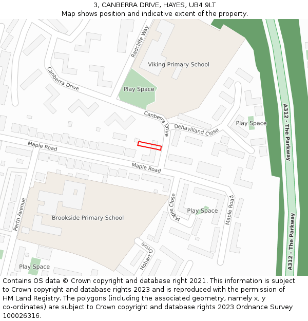 3, CANBERRA DRIVE, HAYES, UB4 9LT: Location map and indicative extent of plot