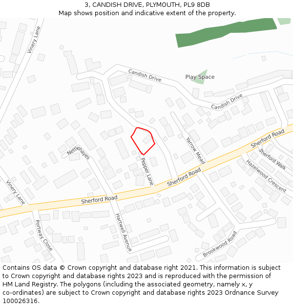 3, CANDISH DRIVE, PLYMOUTH, PL9 8DB: Location map and indicative extent of plot