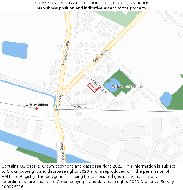 3, CANNON HALL LANE, EGGBOROUGH, GOOLE, DN14 0US: Location map and indicative extent of plot