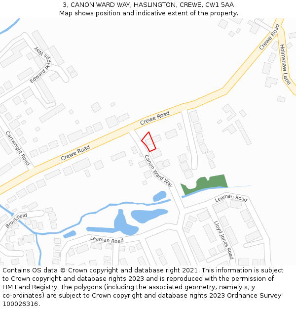 3, CANON WARD WAY, HASLINGTON, CREWE, CW1 5AA: Location map and indicative extent of plot