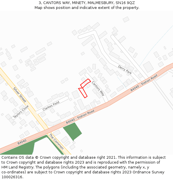 3, CANTORS WAY, MINETY, MALMESBURY, SN16 9QZ: Location map and indicative extent of plot