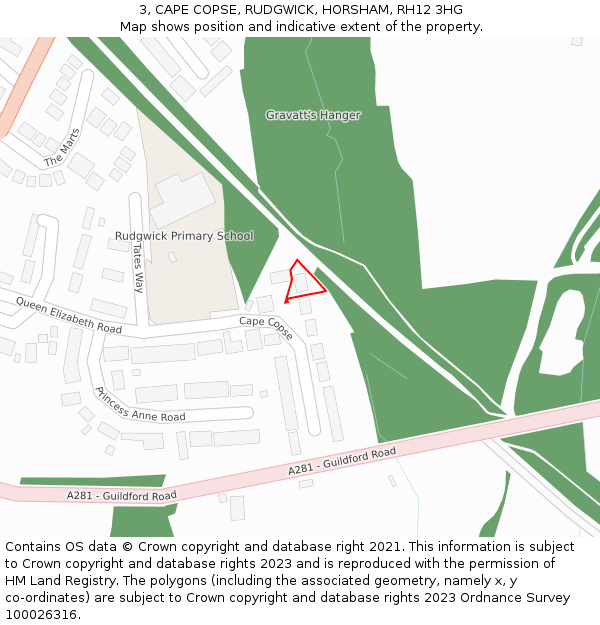 3, CAPE COPSE, RUDGWICK, HORSHAM, RH12 3HG: Location map and indicative extent of plot