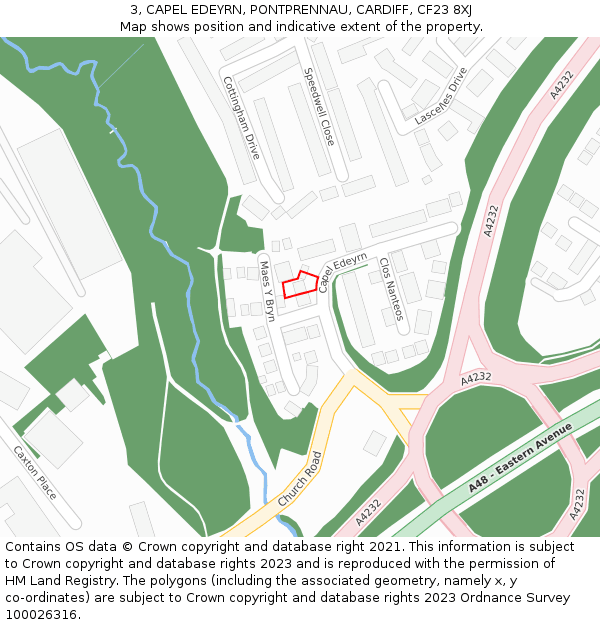 3, CAPEL EDEYRN, PONTPRENNAU, CARDIFF, CF23 8XJ: Location map and indicative extent of plot