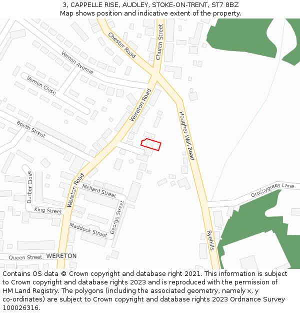 3, CAPPELLE RISE, AUDLEY, STOKE-ON-TRENT, ST7 8BZ: Location map and indicative extent of plot