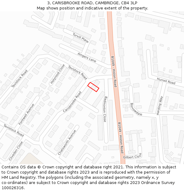 3, CARISBROOKE ROAD, CAMBRIDGE, CB4 3LP: Location map and indicative extent of plot