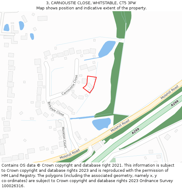 3, CARNOUSTIE CLOSE, WHITSTABLE, CT5 3PW: Location map and indicative extent of plot