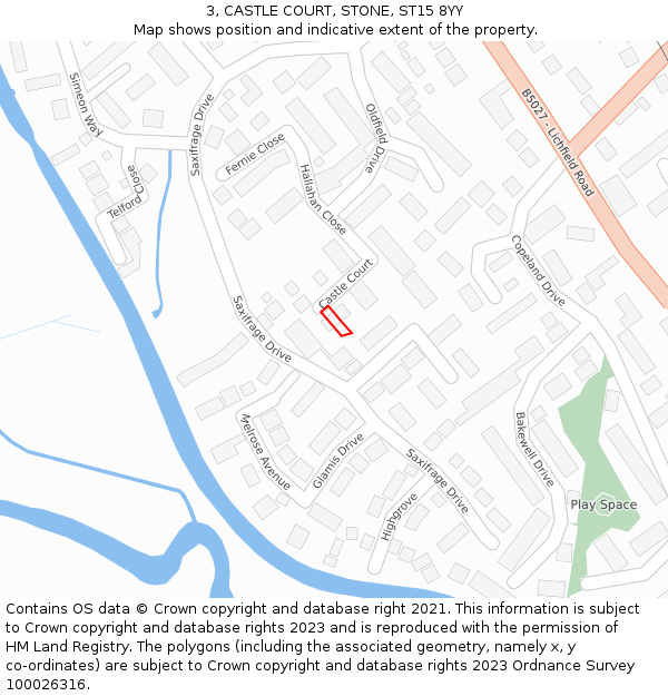 3, CASTLE COURT, STONE, ST15 8YY: Location map and indicative extent of plot