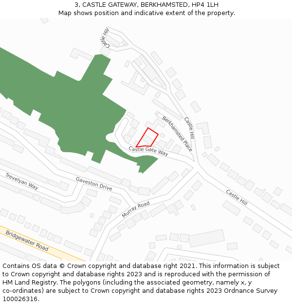 3, CASTLE GATEWAY, BERKHAMSTED, HP4 1LH: Location map and indicative extent of plot